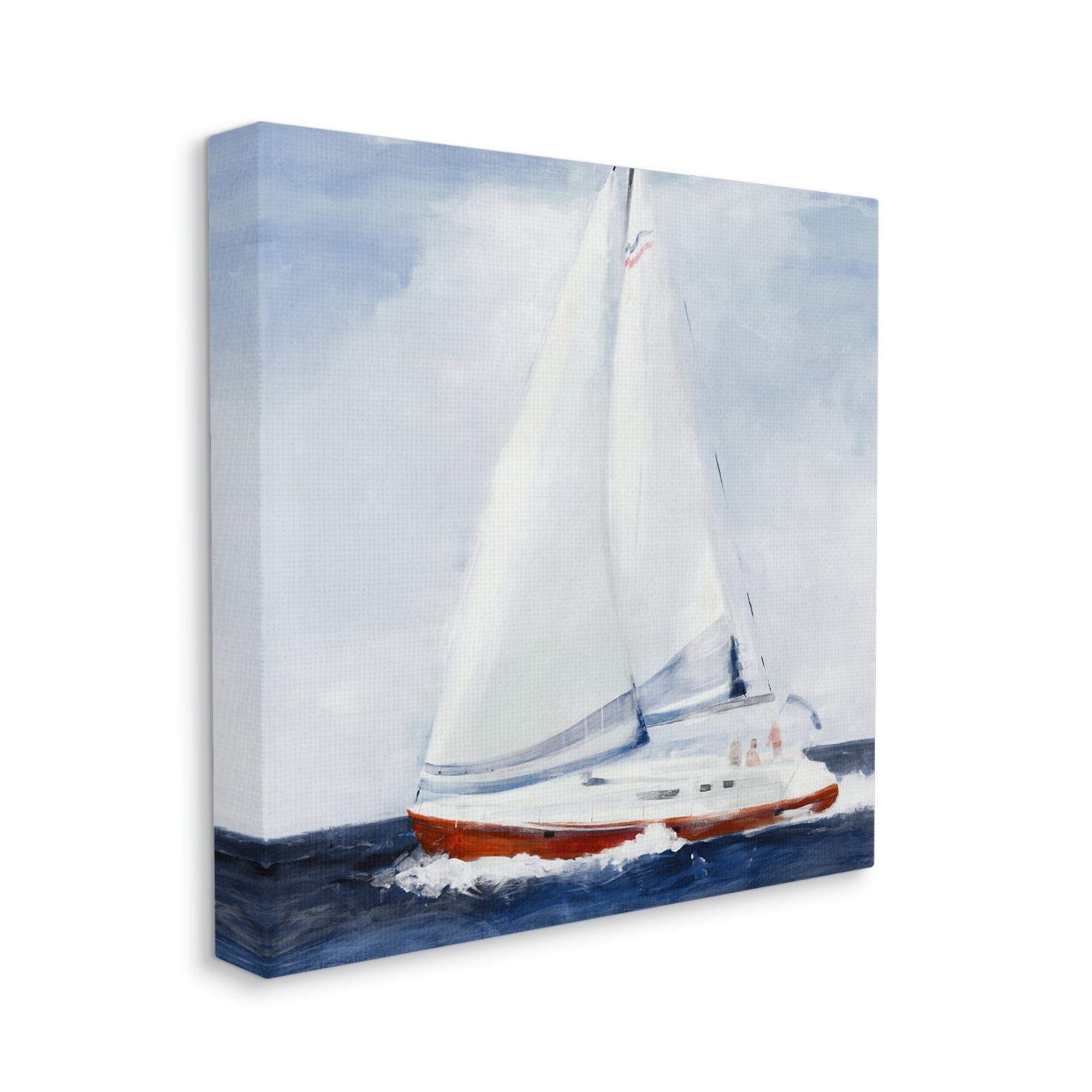 Stupell Industries Sail Boat Against Cloudy Sky Ocean Foam Splashing Canvas Wall Art, 30 x 30, Design by Jill Martin