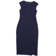 thumbnail image 1 of INSPIRE CHIC Robe Fourreau de Travail à Col Rond pour Femmes Coupe Ajustée Sans Manches Robes Crayon Moyen Bleu Marine, 1 of 2