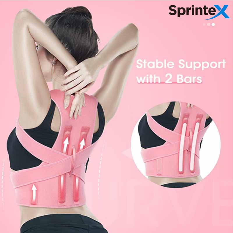 Sprintex Back Brace Posture Corrector for Women and Men, Shoulder Straightener Adjustable Back Support Upper and Lower Back Pain Relief - Scoliosis Hunchback Hump Thoracic Spine Corrector
