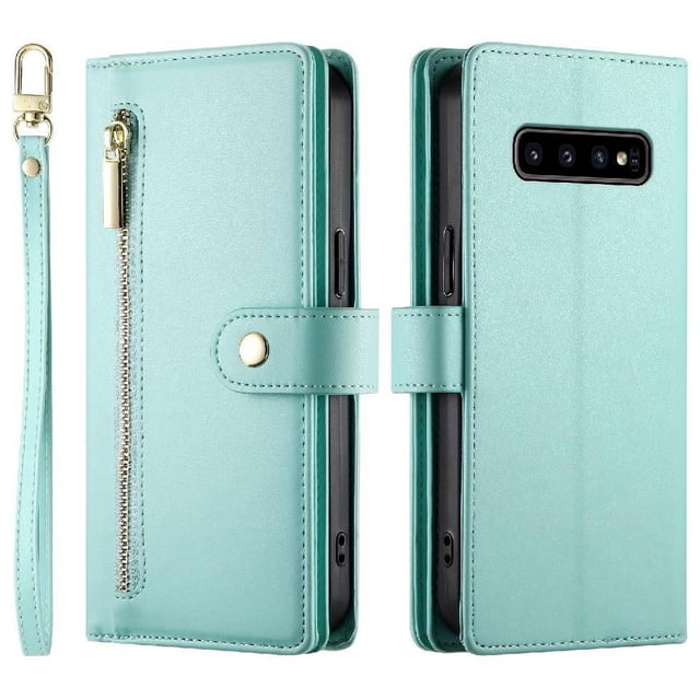 GANGXUN Étui en Cuir à Rabat pour Samsung Galaxy S10 - Sangles Longues et Courtes, design wallet