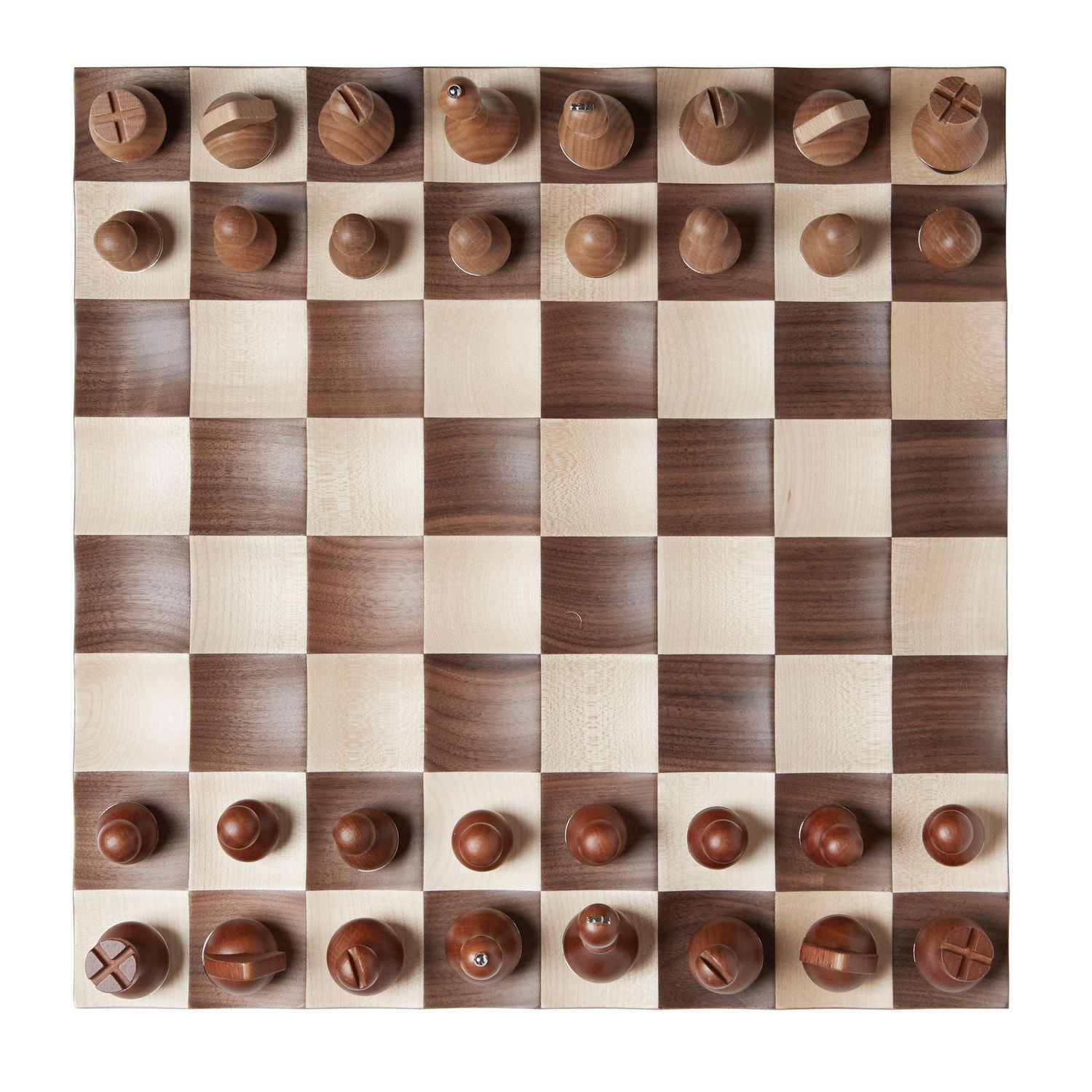 Umbra Wobble Chess. Jeu D'Échec Wobble. Avec Pions En Bois "Culbuto". Plateau En Bois. Dimension 38X38X3Cm.