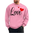 thumbnail image 2 of NTACZA Crew Neck Mens Casual Shirts Novelty Pink Valentines Day Sweatshirt Love Heart Long Sleeve Holiday Mens T-Shirts L, 2 of 5