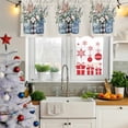thumbnail image 5 of Christmas Curtain Valances for Windows, Kitchen Valance Window Treatments Panel 2 Pack, Retro Snowflakes Floral Eucalyptus Leaves Rod Pocket Short Curtains for Bathroom Bedroom 60 x 18 Inch, 5 of 8
