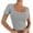Gray, variant on fatyb Women's Square Neck Crop Tops Knitted Short Sleeve T Shirts Slim Casual Summer Basic Tees Tops