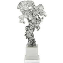 8" x 15" Clear Glass Handmade Freeform Abstract Sculpture with Clear Square Base, by DecMode
