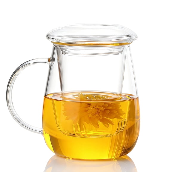 17oz 500ml with Infuser and Lid for Loose Leaf Blooming Tea Borosilicate Tea Cup