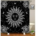 thumbnail image 3 of 4PCS Celestial Shower Curtain Sets with Rugs, Waterproof Fabric Black Shower Curtain, Sun and Moon Witch Hand Astrology Mandala Gothic Witchy Zodiac Mystic Boho Constellation Bathroom Decor, 3 of 7