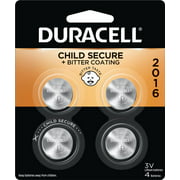 Angle View: Duracell 2016 Lithium Coin Battery 3V, Bitter Coating and Child Secure Packaging, 4 Pack