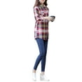 thumbnail image 2 of Seyurigaoka Winter Women Juniors Sherpa Wool Lining Shirt Long Sleeve Button-Down Plaid Blouses, 2 of 5