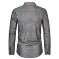 thumbnail image 4 of Men's Metallic-Disco Shirts Shiny Slim Fit Long Sleeve Button Down Collar T Shirt Trendy Solid Nightclub Party Christmas Tops, 4 of 8