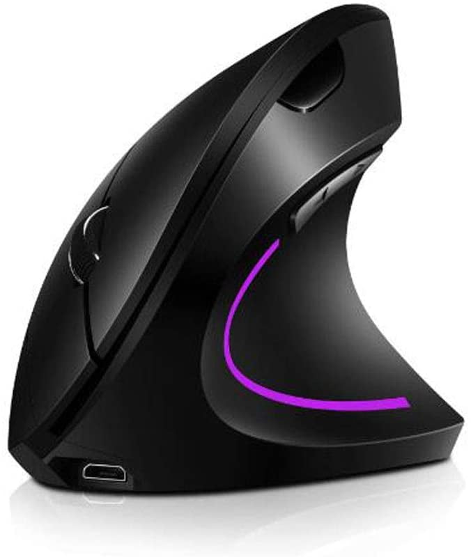Black for Laptop PC Tablet Vertical Wireless Mouse, Attoe Rechargeable 2.4G Wireless USB Optical Ergonomic Mouse with Adjustable DPI 800 1200 1600 