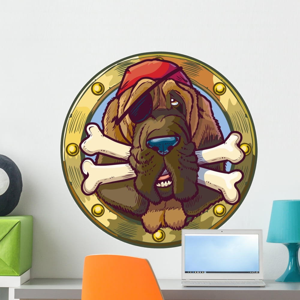 Cartoon Pirate Bloodhound Dog Wall Decal Wallmonkeys Peel and Stick