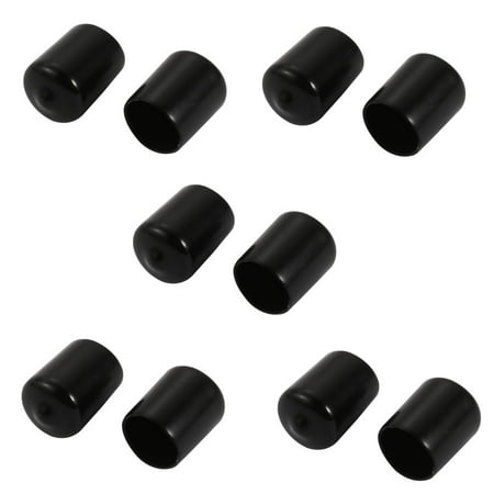 

10Pcs 14mm Inner Dia PVC Flexible Vinyl End Cap Screw Protector Cover Black