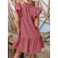 thumbnail image 2 of Yesfashion Womens Summer Dresses 2025 V Neck Ruffle Cap Short Sleeve Mini Dress Casual Flowy Pleated A Line Sundress, 2 of 6