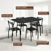 Costway 5 Pcs Dining Set Table 30'' And 4 Chairs Home Kitchen Room Breakfast Furniture Black