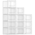 thumbnail image 1 of SONGMICS Cajas de Zapatos Plástico, Juego de 12 Organizadores de Almacenamiento, Caja Zapatero Plástico Plegable y Apilable para Zapatillas hasta talla 46, Transparente y Blanco, 1 of 10