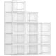 thumbnail image 1 of SONGMICS Cajas de Zapatos Plástico, Juego de 12 Organizadores de Almacenamiento, Caja Zapatero Plástico Plegable y Apilable para Zapatillas hasta talla 46, Transparente y Blanco, 1 of 10