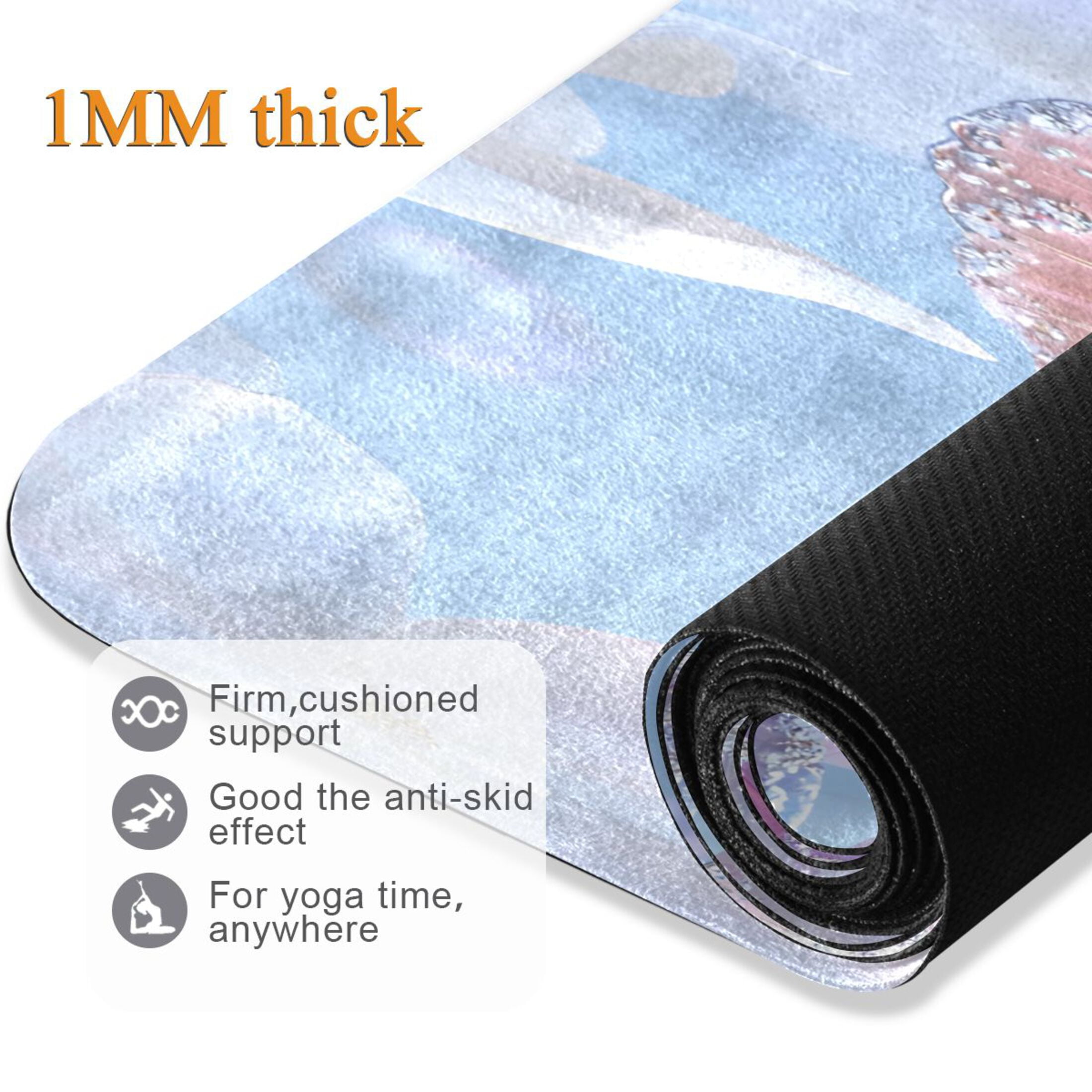 BZSMCE Yoga Mat Women Fitness Mat Aqua Sparkle Butterfly Pattern