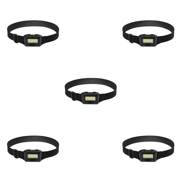 Naiovety Linterna LED COB, 3 modos, faro delantero ajustable con diadema elástica, linterna, herramienta de iluminación, blanco para correr Negro 5piezas Naiovety CBP229144