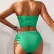 thumbnail image 4 of Conjunto de Bikini de Cintura Alta para las Mujeres Color Sólido sin Mangas Ondulación, Traje de Baño de Moda sin Espalda Sexy, 4 of 6