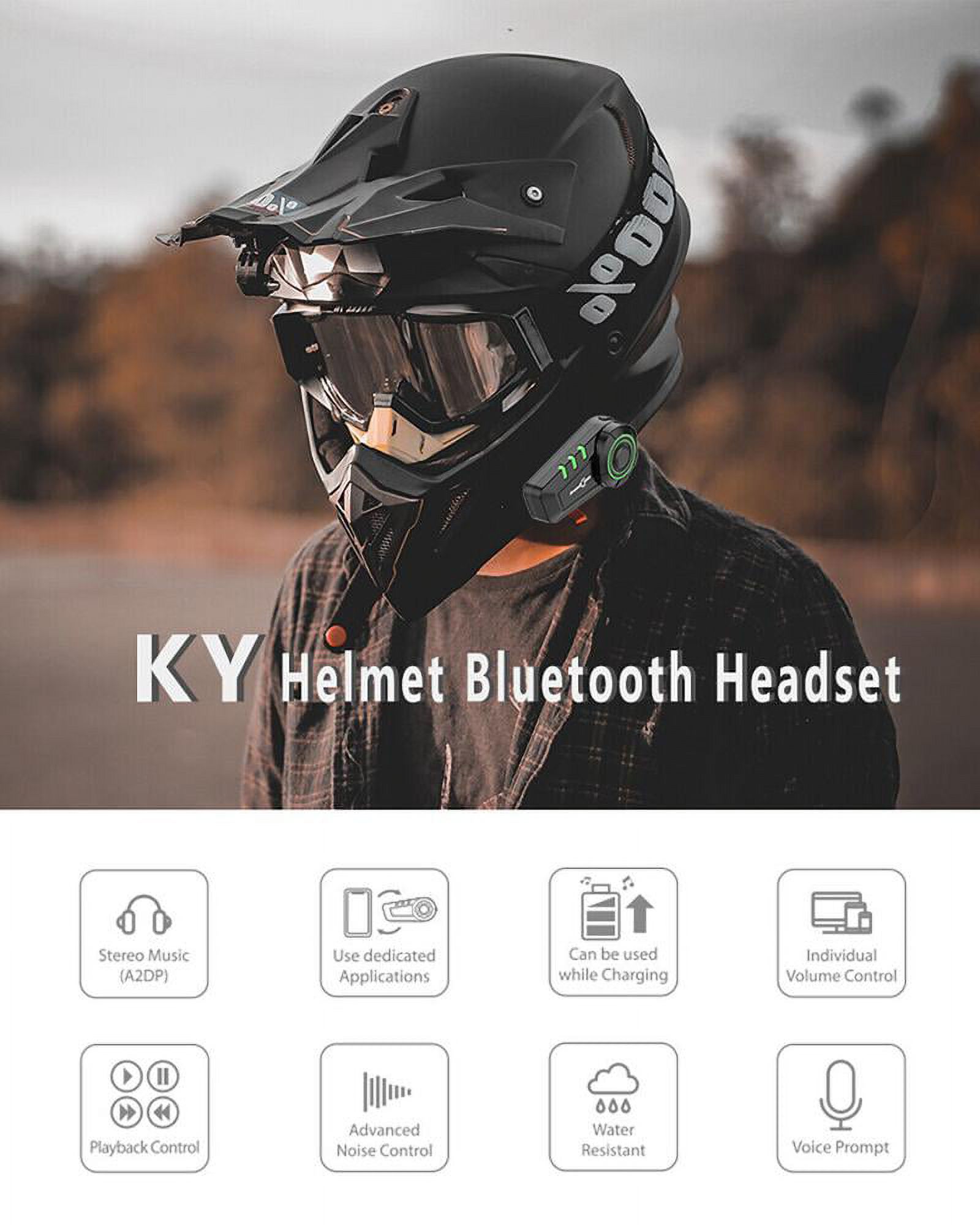 FreedConn KY Motorcycle Helmet Headset 5.0 Motorcycle Headphones Wireless Music Earphone Support IP65 Waterproof with Microphone
