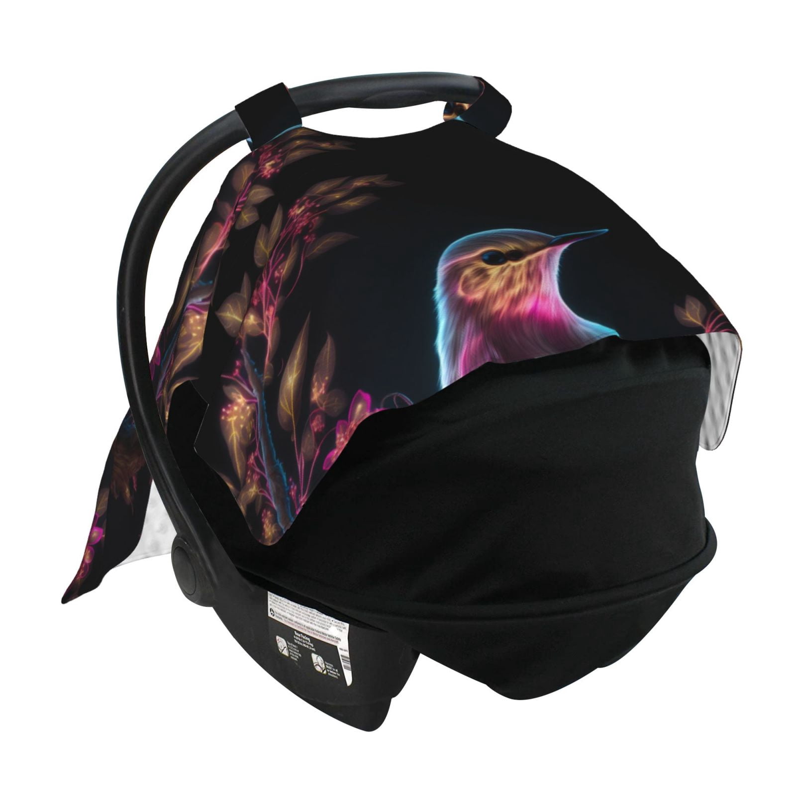 Car Seat Cover Baby - Pink Glowing Leaf Bird Breathable Infant Car Seat Cover for Baby Carseat, Lightweight Comfort Baby Essentials Must Haves Newborn Stuff for Girl Boy