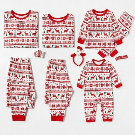 

Shldybc Christmas Family Pajamas Matching Sets Christmas Parent-child Outfit Printed Two-piece Home Wear Pajamas Mom Set Christmas Pajamas for Adults and Kids Holiday Xmas Sleepwear Set