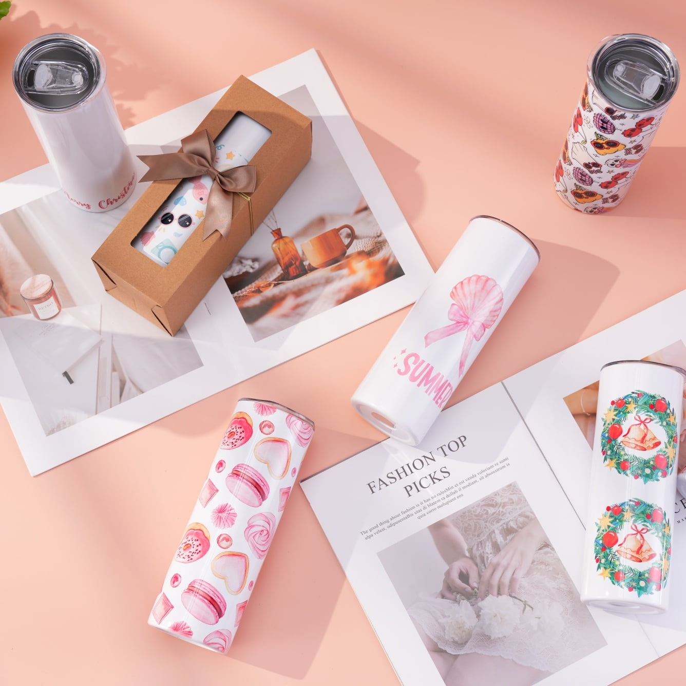 Adnoom 10 Pack Sublimation Tumblers, 20oz Sublimation Tumbler Blanks w/ Straight Tube Design, Dual-Walled Stainless Steel Tumbler for Heat Transfer DIY Gifts