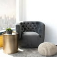 thumbnail image 3 of Allora Mid-Century Modern Tufted Back Velvet Swivel Chair in Gray, 3 of 4
