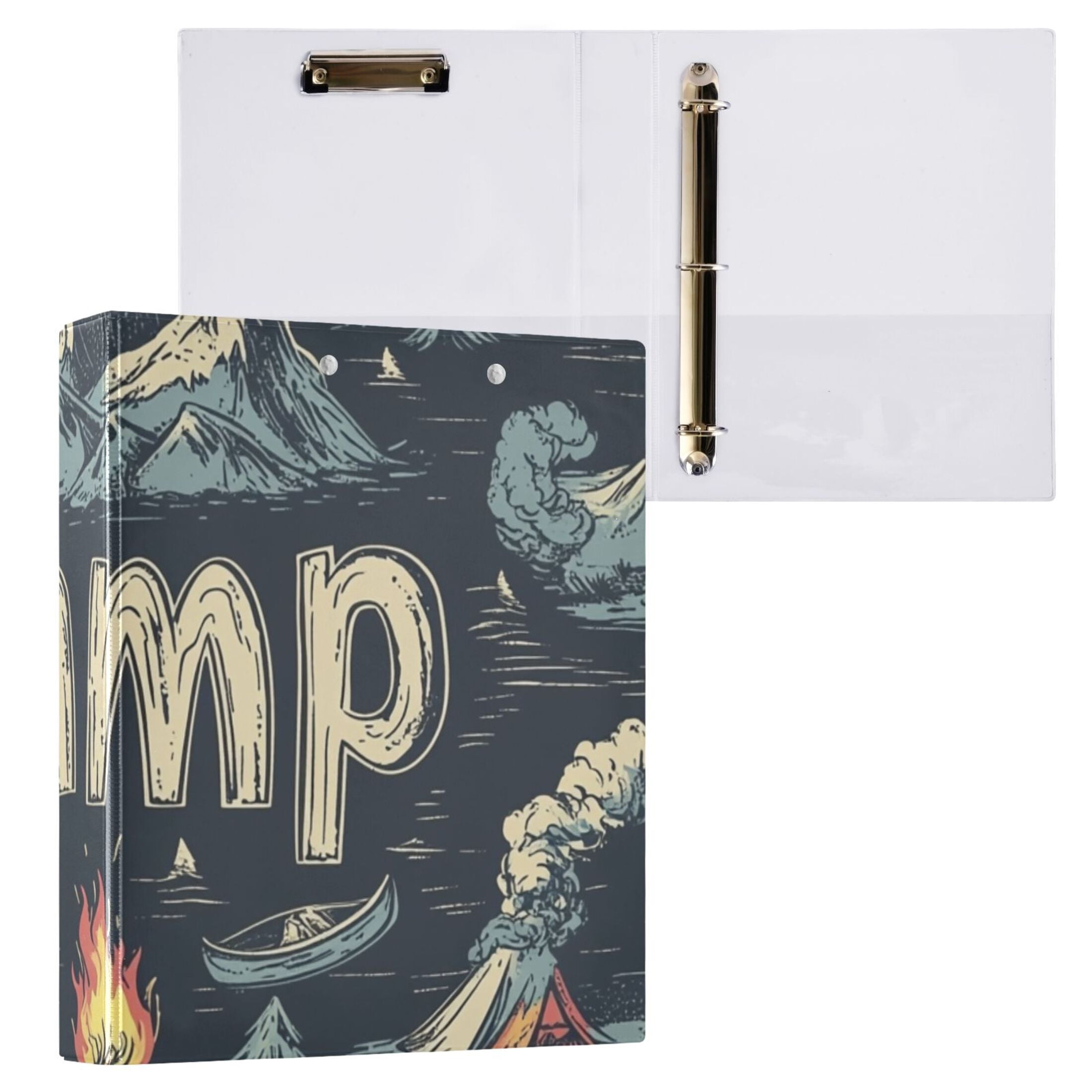 Moutain Camp 3 Ring Binders 1.5 inch Hardcover File Folders with Interior Pockets A4 Size Organizer for School Office Hospital Set of 2