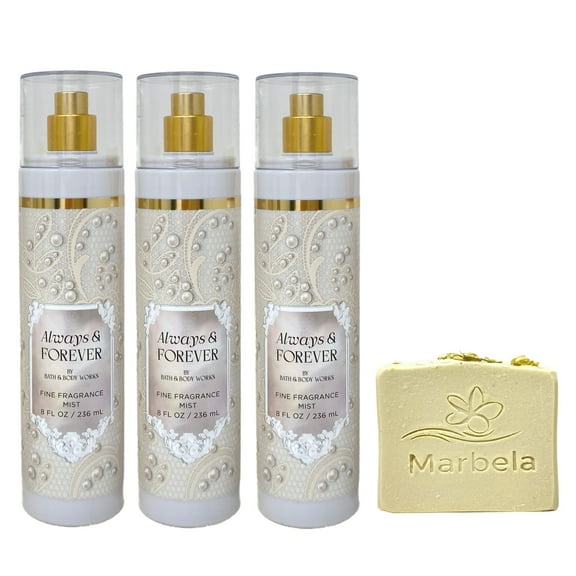 Bath & Body Works Always & Forever 3 Pack Fragrance Mist Bundle with a Wild Jasmine Bar Soap - Full Size