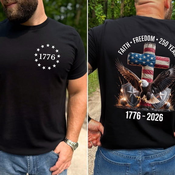 Faith Freedom 250 Years Shirt, America 250th Anniversary Tee, 1776–2026 Patriotic T-shirt, USA Christian Sweatshirt, 4th of July Hoodie