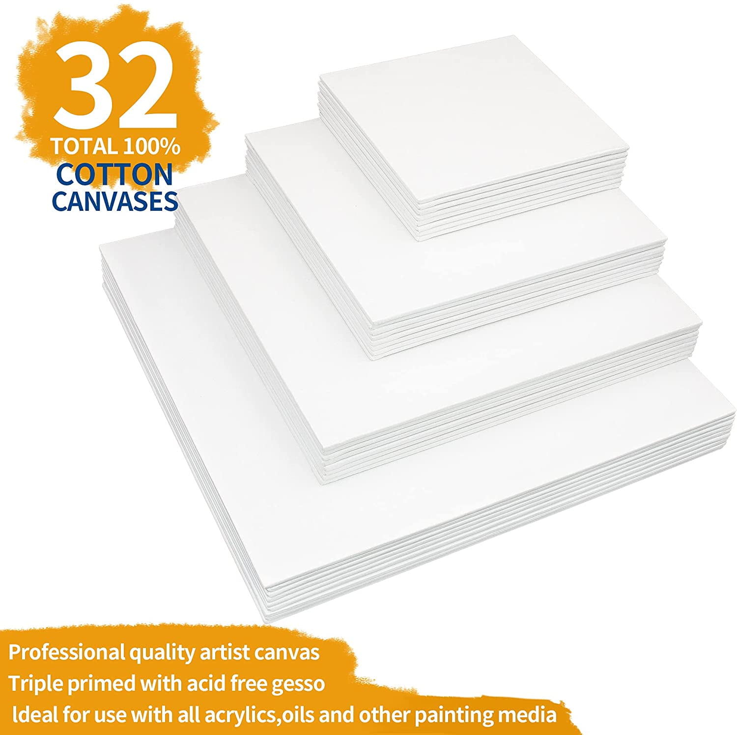 FIXSMITH Painting Canvas Panels - 6 x6 Inch Canvas Panel Super Value 12  Pack Canvases,100% Cotton,Square Canvas Board,Mini Canvas,Artist Canvas  Boards
