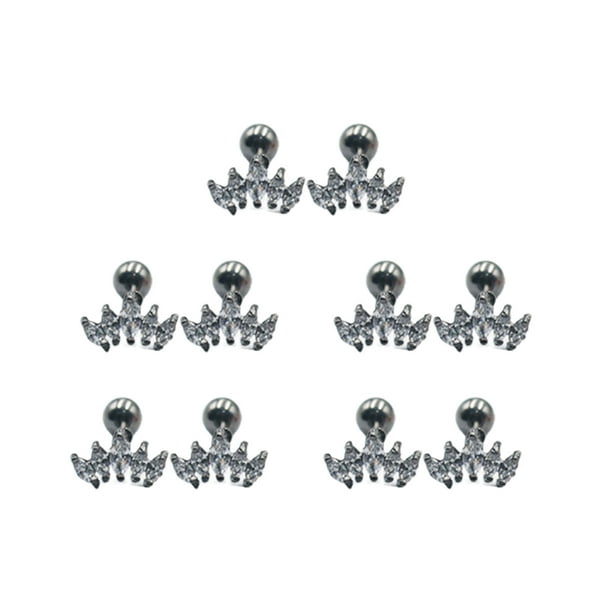 5 piezas de aretes de circón para niñas hermosas, accesorio de moda, aretes pequeños, regalo de festival, vestido femenino, adorno blanco S Ropa, zapatos y accesorios Miscelánea Negro M Guardurnaity AP009683-15B