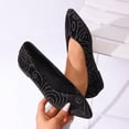 thumbnail image 2 of Black Women'S Pointed Toe Loafers With Sparkling Studs Velvet Soft Flat Shoes Casual Slip On Comfortable Everyday Wear Lightweight Flexible Sole Size 36, 2 of 9