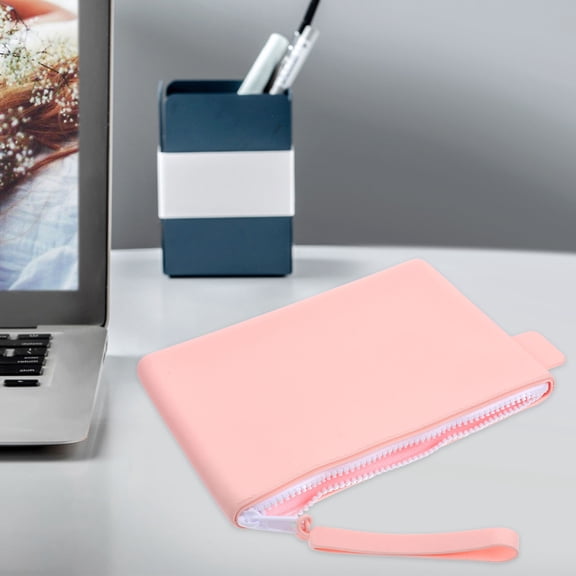 Raindrops Portable Silicone Coin Purse Outdoor Storage Bag Minimalist Change Purse Zippered Small Wallet for Women Men Pink