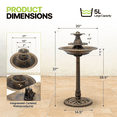 thumbnail image 2 of Magshion 37" Tall 3-Tier Birdbath with Recirc. Pump, Vintage Pedestal Fountain for Garden/Patio/Deck/Backyard, 5L, Bronze, 2 of 8