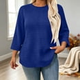 thumbnail image 2 of SuTry Plus Size Women's Sweatshirt Crew Neck 3/4 Sleeve Quilted Pullover with Curved Hem for Casual Fall Days and Cozy Lounging, 2 of 8