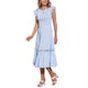 thumbnail image 4 of Vestido Midi Boho Chic de Verano para Mujer con Mangas de Volante, Encaje, Fruncido y Volantes, Fluido, Playa, Talla XS, Azul, 4 of 6