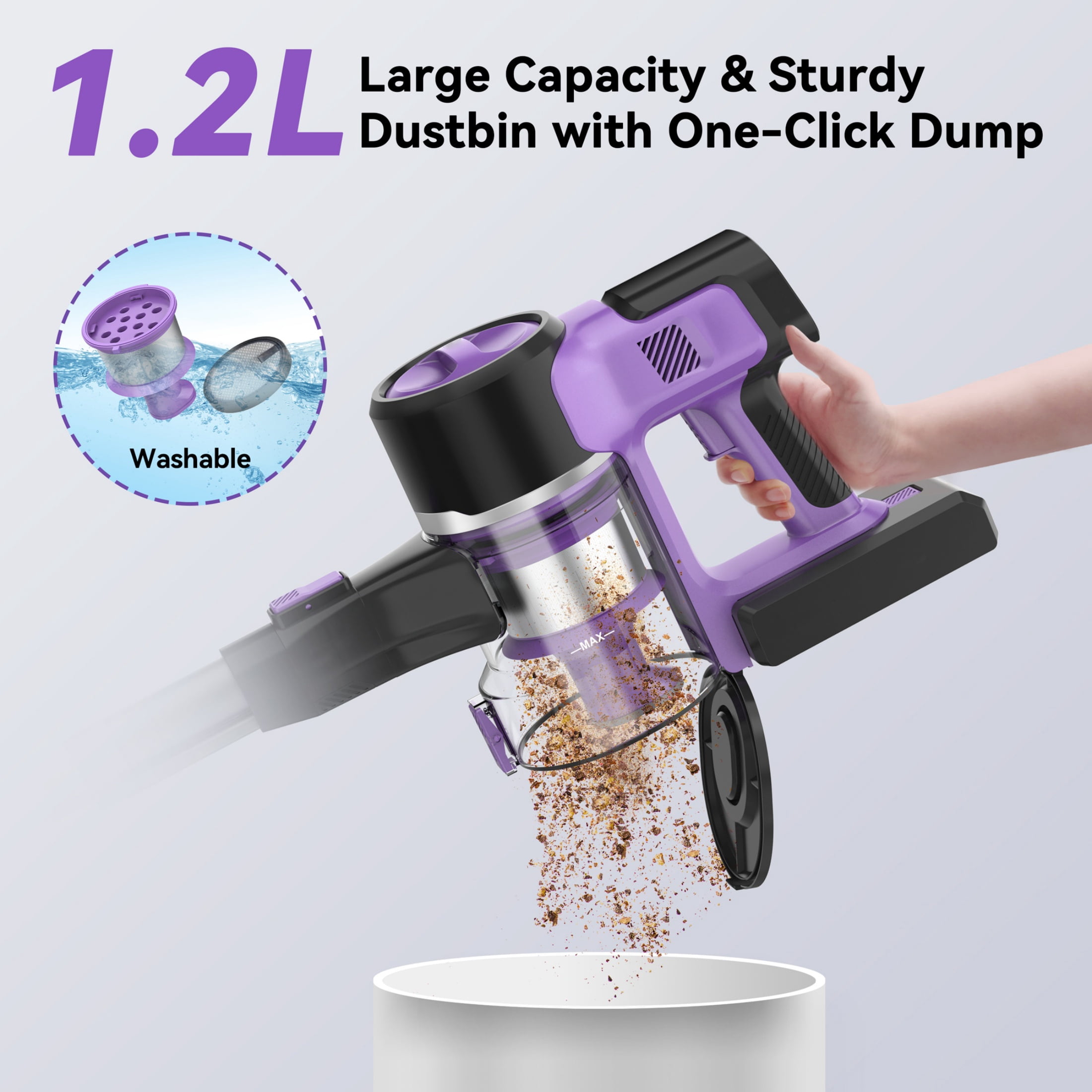Cordless Stick Vacuum Cleaner for Hard Floors and Low-Pile Rugs - HEPA Filter, Powerful Suction S10