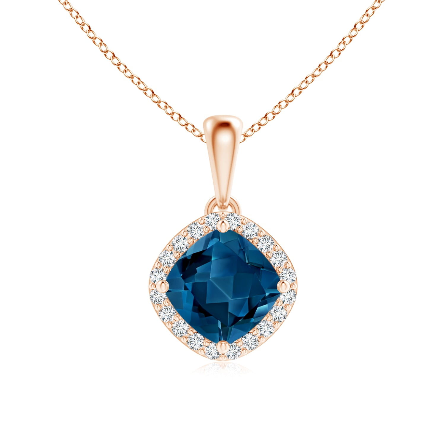 Angara - 1.1 ct. London Blue Topaz Pendant Necklace|6mm Cushion London