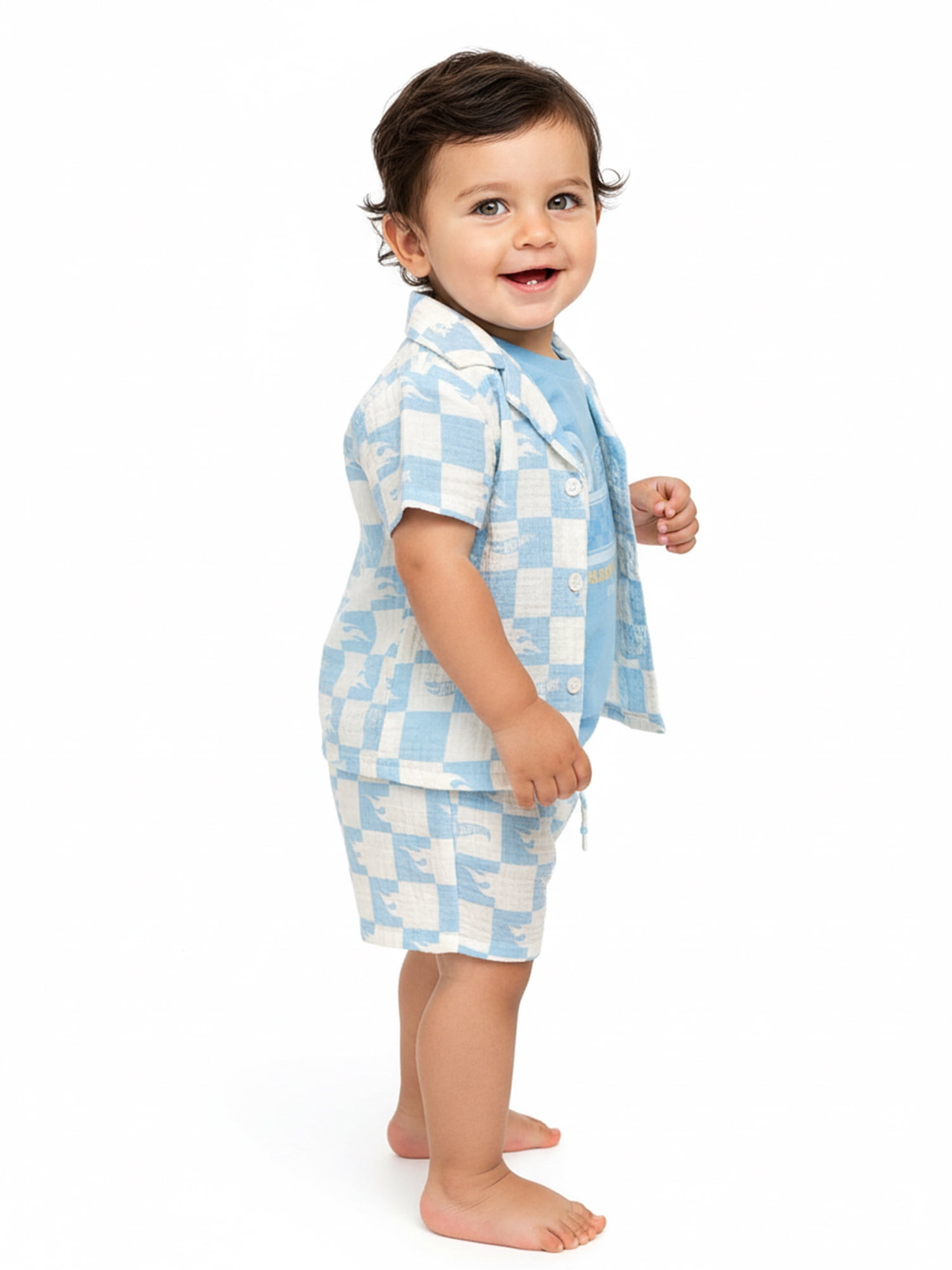 Hot Wheels, Baby Boy Three-Piece Set, Squares and Flames, Sizes 0-24M