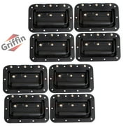 8 PACK - Griffin Recessed Speaker Cabinet Handles for Rack Road Flight Case Spring Loaded Flush Metal Flip Pull with Grip Rubber Padding for Trunk Chest Carry Case DJ PA Pro-Audio Stage Gear Parts