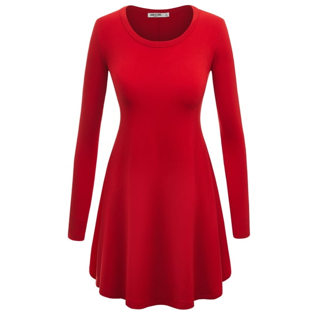Made by Johnny Women's Long Sleeve Scoop Neck Trapeze Tunic XL RED ...