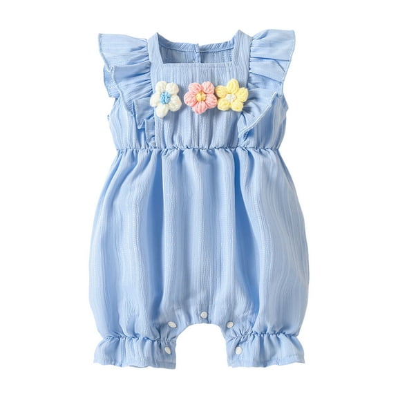 Yindaity Baby Bodysuit Girls' Long Sleeve Bodysuits One-piece 100% Organic Cotton for Baby Girls' Light Blue,0-3 Months