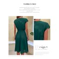 thumbnail image 3 of EASYBRA Pleated Midi Dress Solid Color Short Sleeve Casual Summer Dress Slim Fit Round Neck S–XXL, 3 of 6