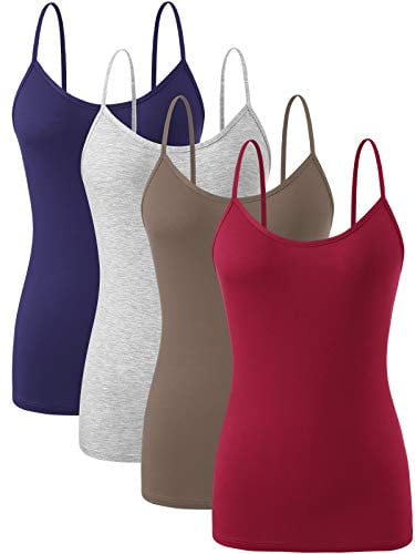 Orrpally Basic Cami Tank Tops Women Lightweight Camisole Stretch Tank Top Adjustable 4-Pack 