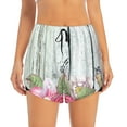 thumbnail image 2 of Picia Vintage Wood with Floral Pattern Women's 2 in 1 Athletic Running Shorts High Waisted Workout Casual Gym Sweat Shorts with Comfy Liner Zipper Pockets-X-Large, 2 of 9
