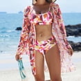 thumbnail image 2 of Trajes de Baño de Bikini de Mujer con Correas Impresas V Sexy Split Set de Tres Piezas, Diseño de Corte Alto para la Piscina de Playa Y las Vacaciones de Verano, 2 of 9