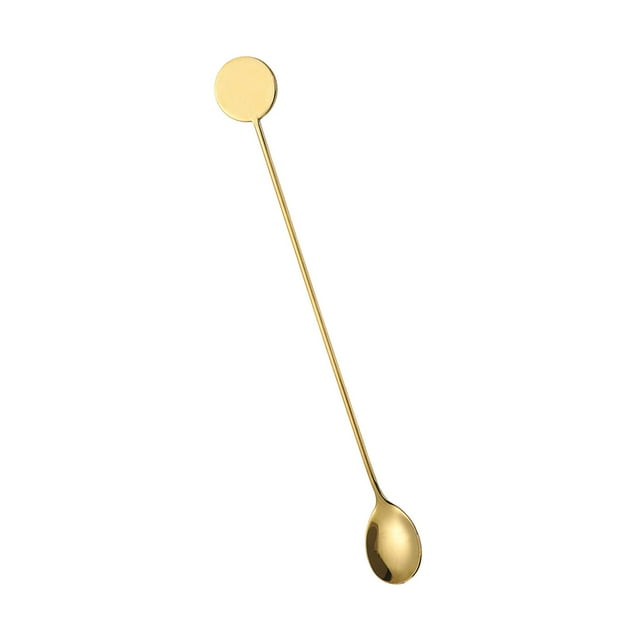 Cuchara mezcladora Cuchara para servir Agitadores de café reutilizables para bebidas Agitador mezclador portátil Mango largo para cocina Cóctel Café Dorado BLESIY Cuchara de mezcla